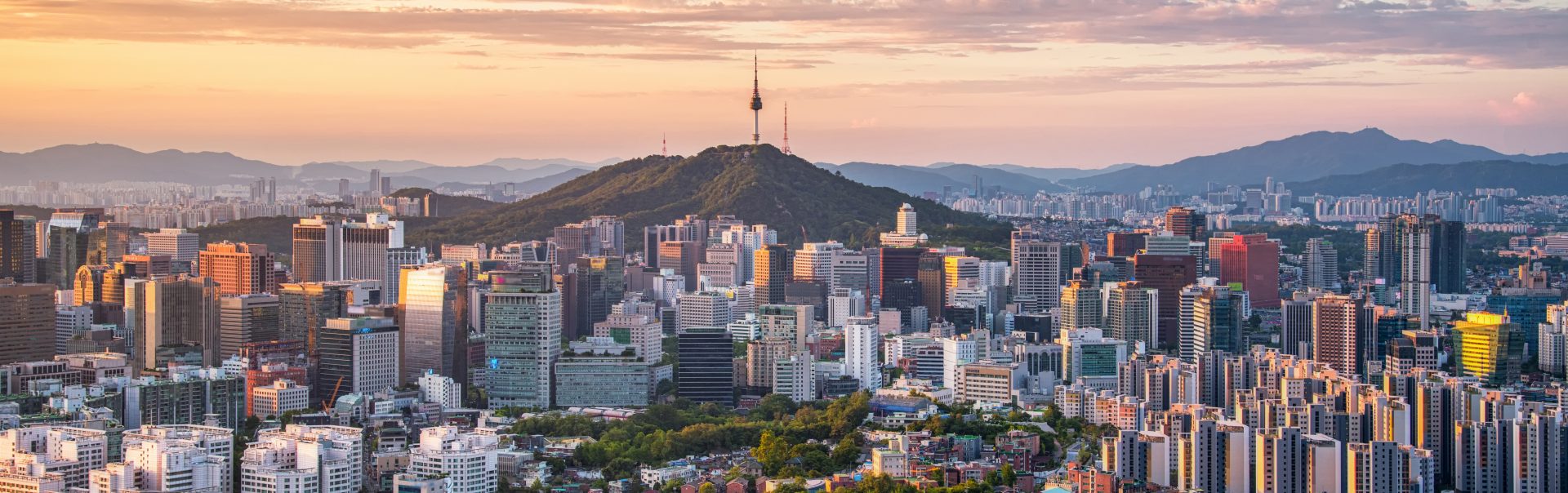 The pictures shows an aerial view of Seoul.