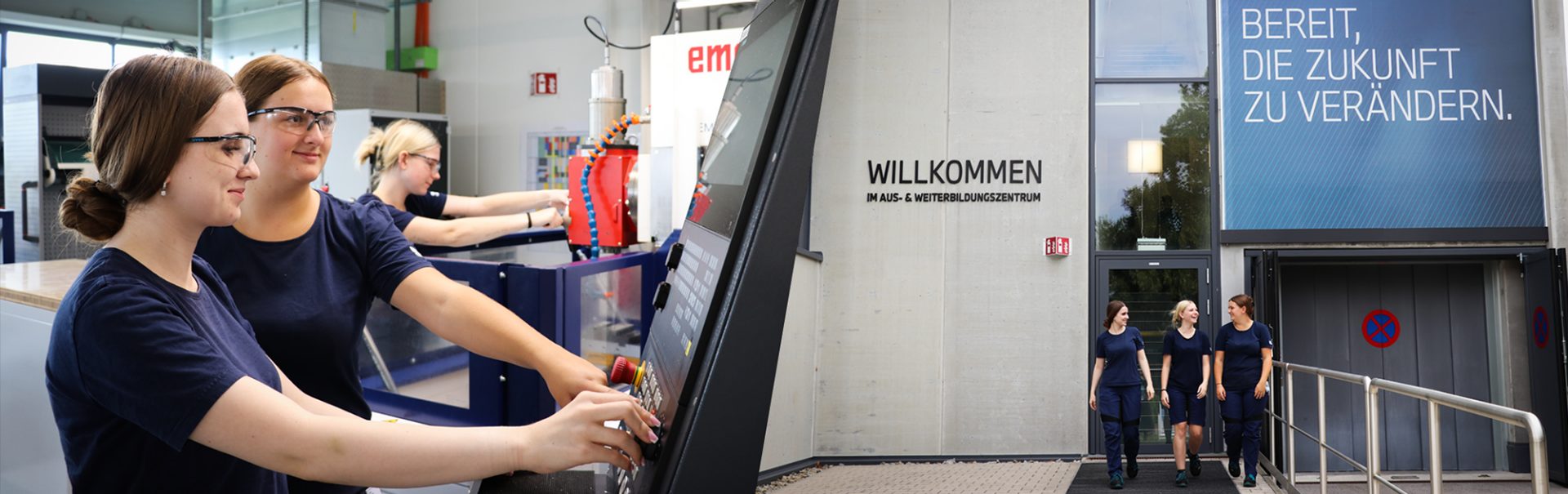 Collage aus Bildern von Frauen bei der Arbeit und vor dem Werk Steyr.
