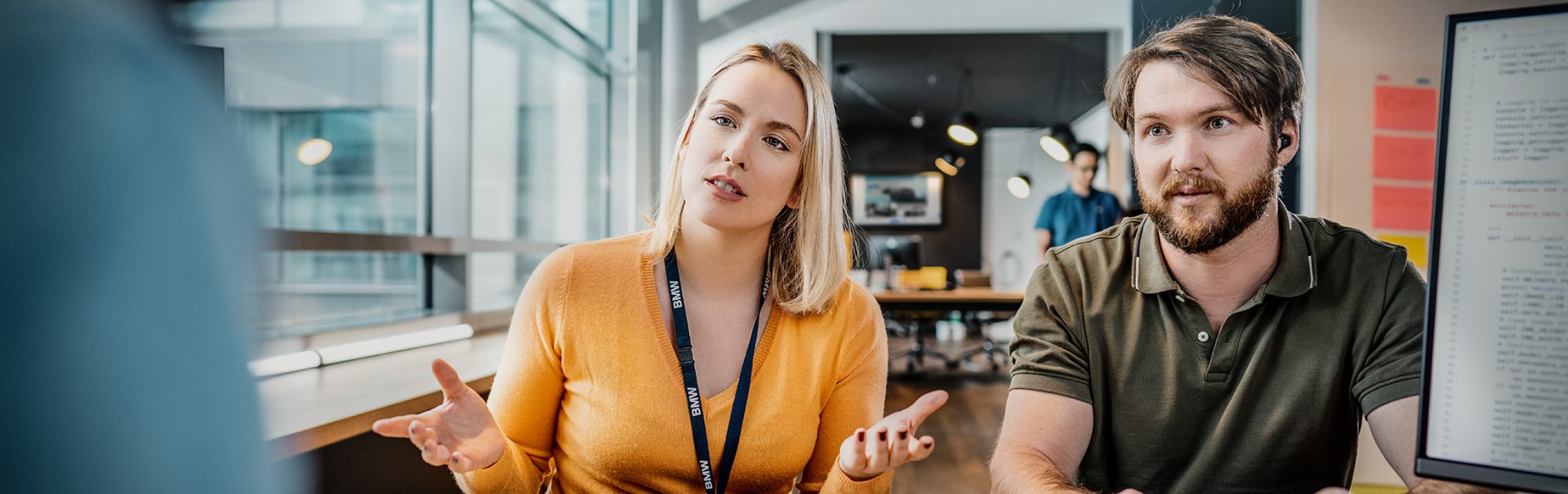 Two IT colleagues in a meeting