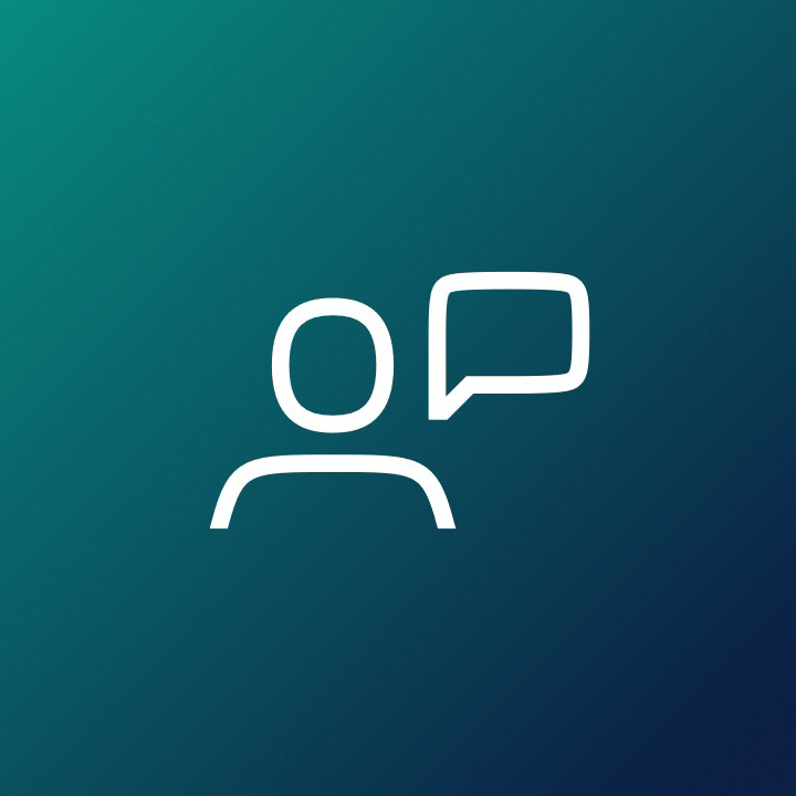 Icon showing a person with a speech bubble