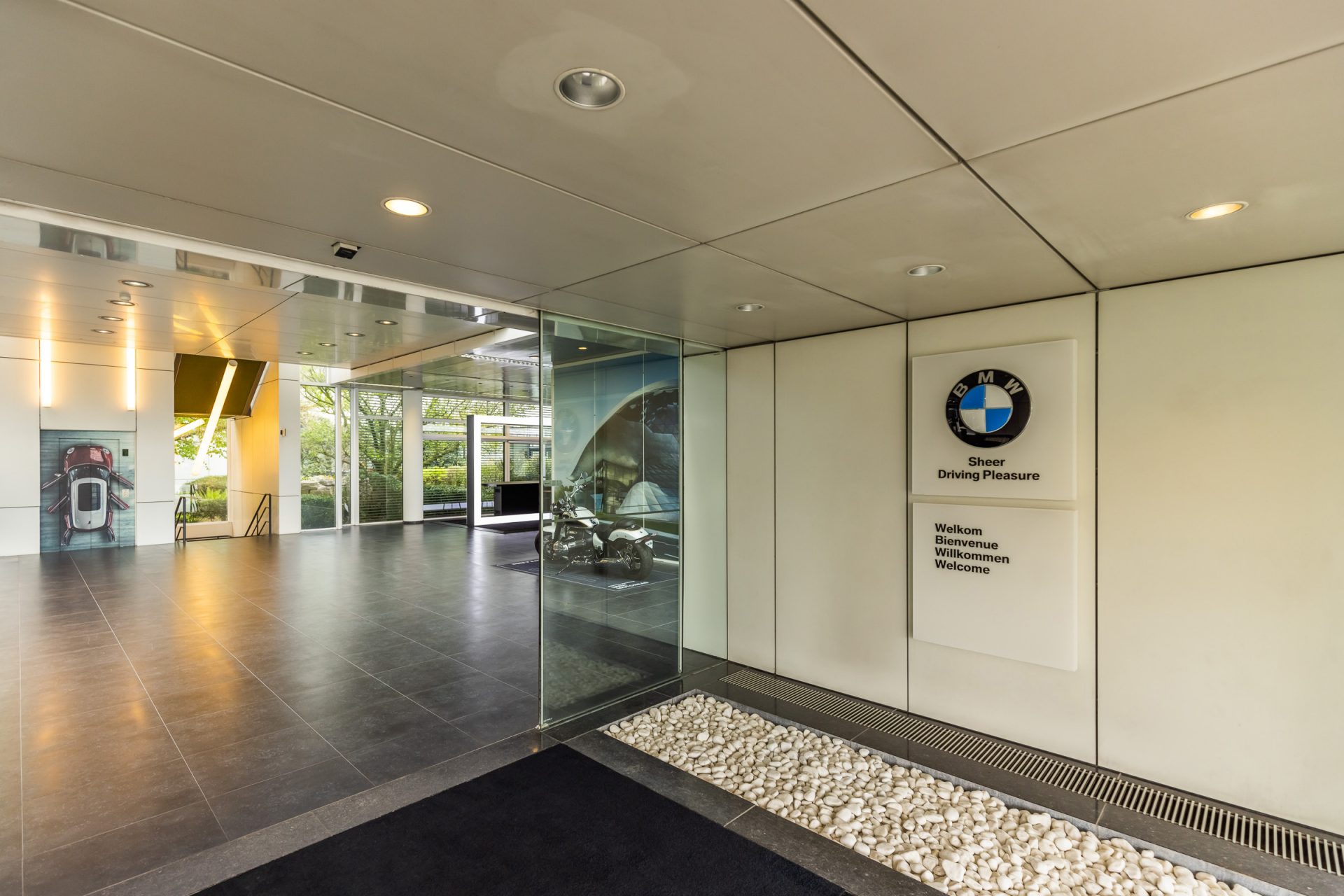 A glimpse inside a BMW dealership.