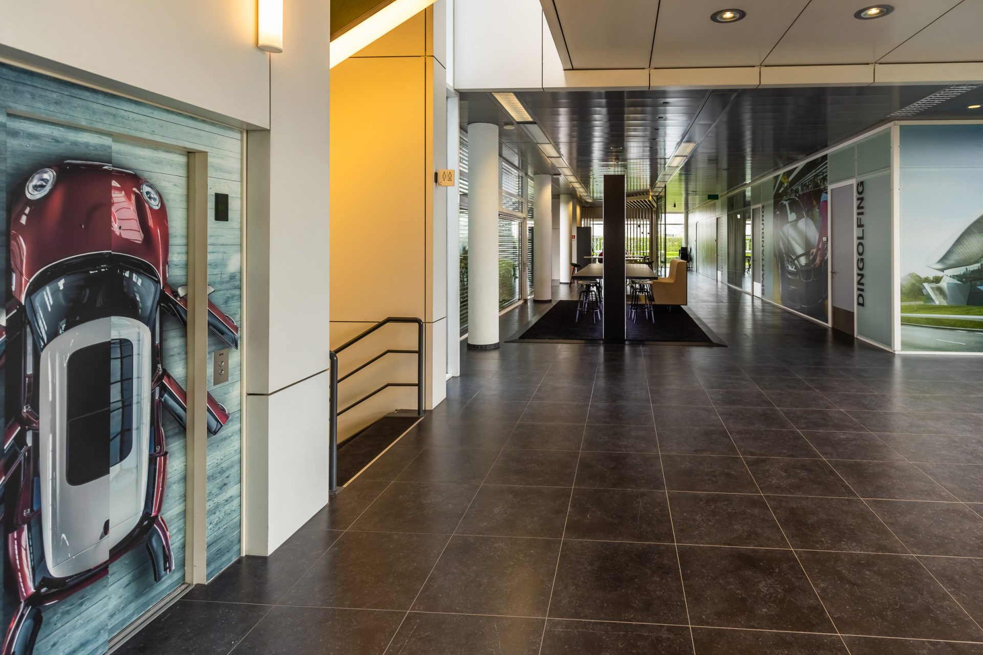 A glimpse inside a BMW dealership.