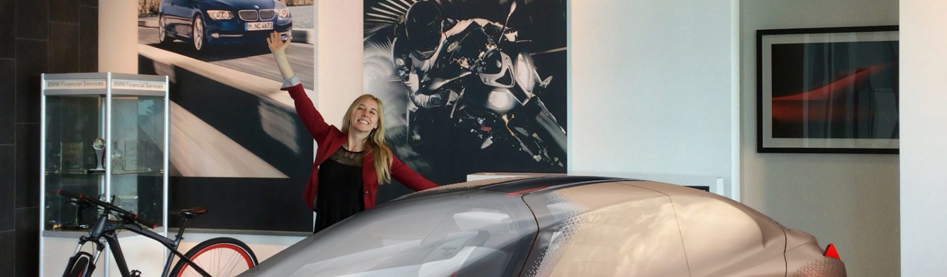 The image shows Kaitlyn Bergeron a Senior Specialist working in Customer Experience at BMW.