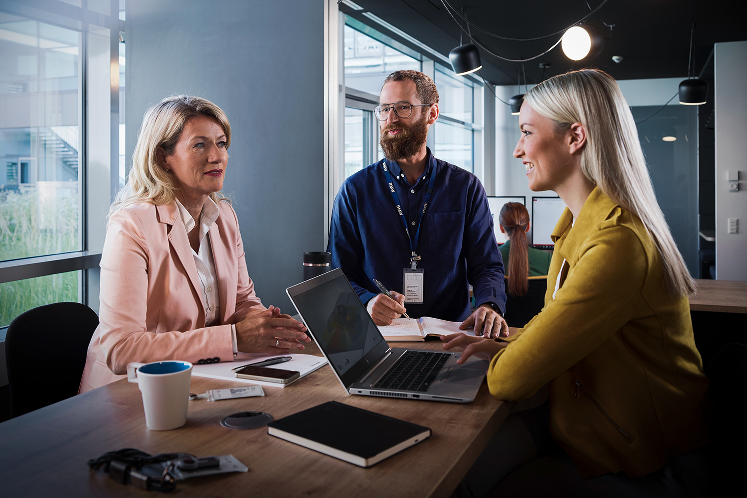 Three colleagues having a meeting