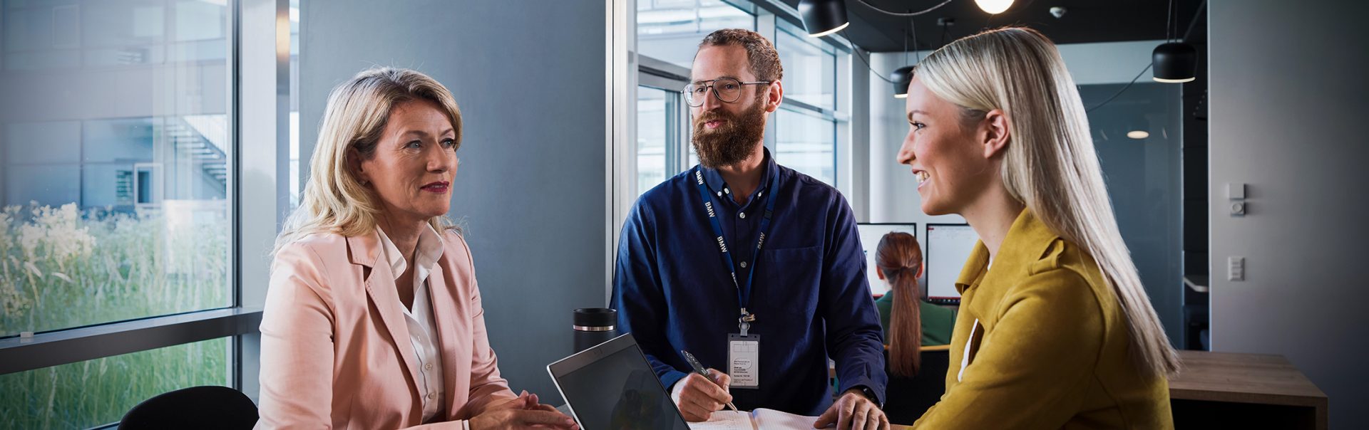 Three colleagues having a meeting