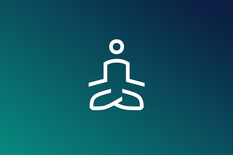 Icon zeigt eine Person, die Yoga macht, auf türkisem Grund