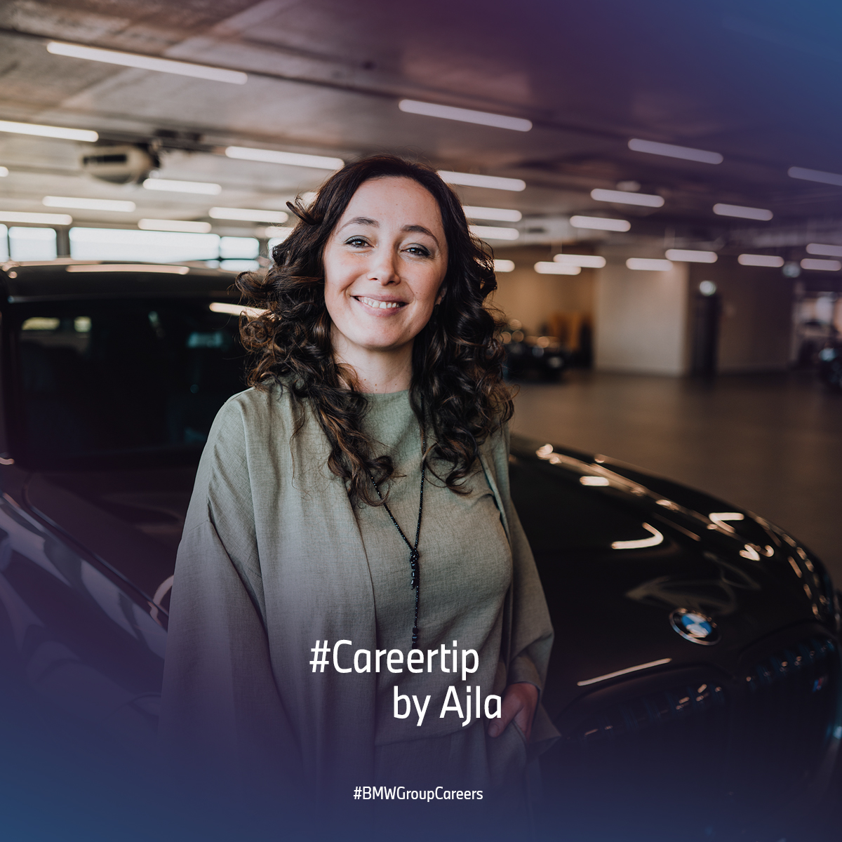 BMW employee Ajla with the words ‘Careertip by Ajla’ on the picture