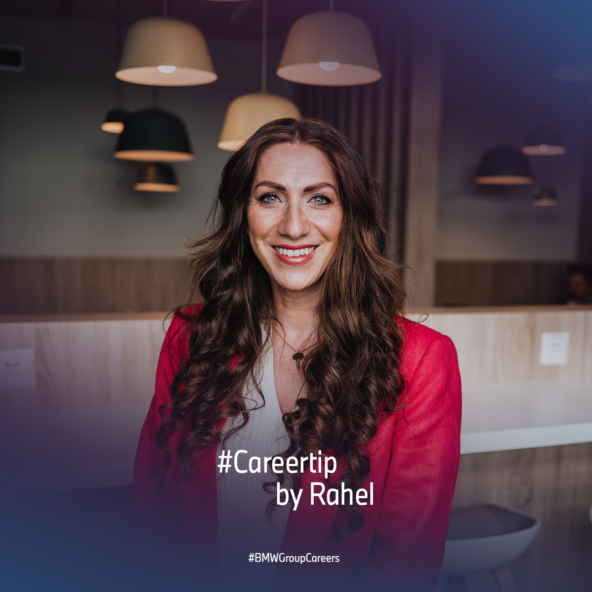 BMW employee Rahel with the words ‘Careertip by Rahel’ on the picture