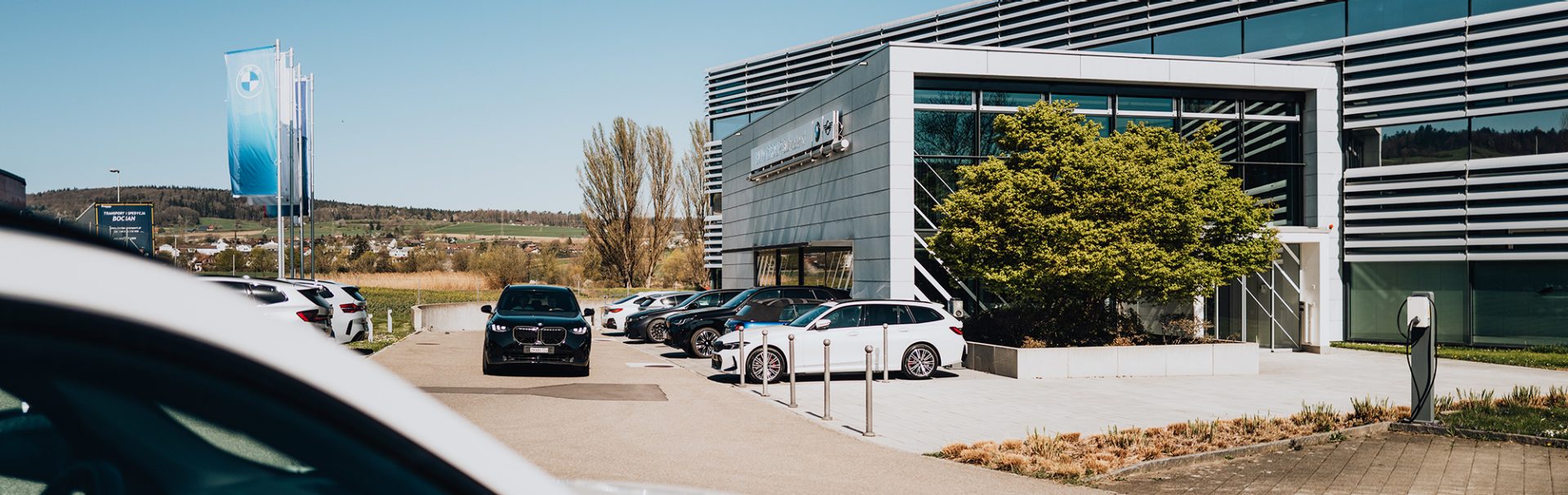 Exterior view of the BMW Group building in Dielsdorf, Switzerland