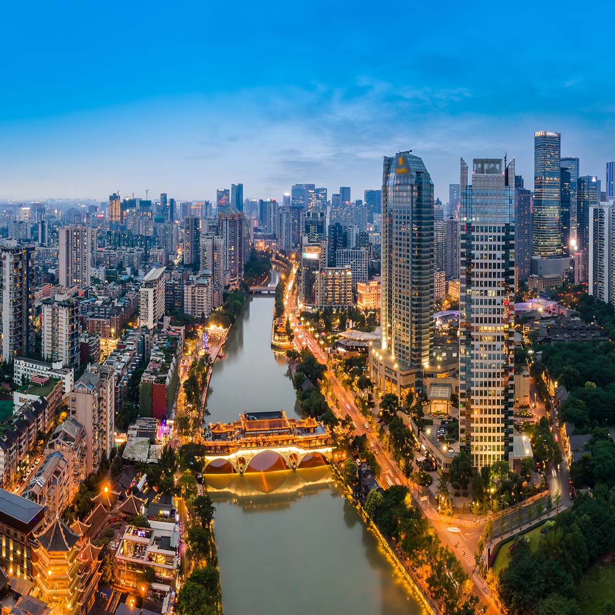 Chengdu Skyline during dawn.