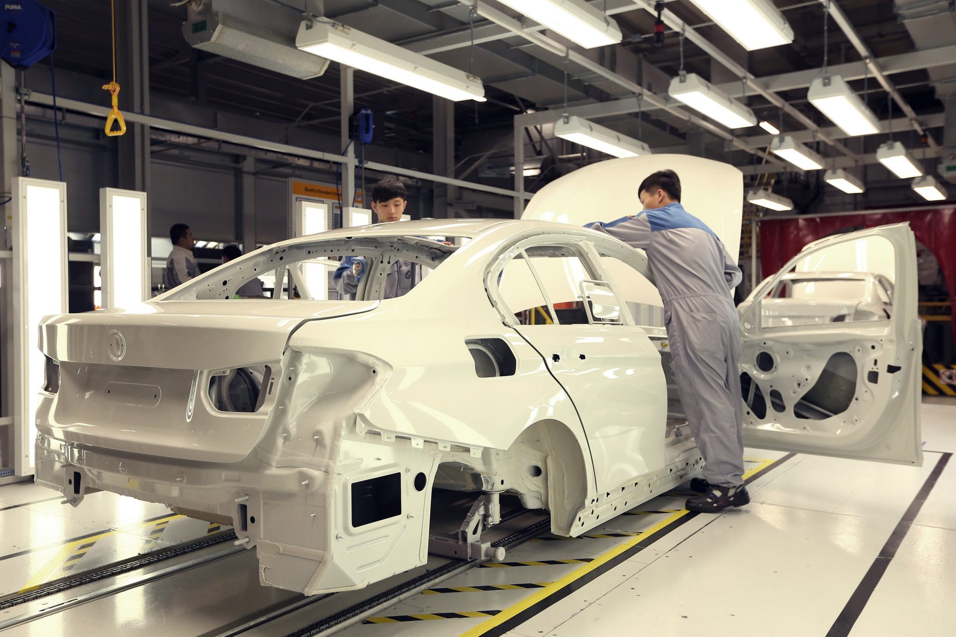 Production scene after the paint shop at the BMW Group Campus Shanghai