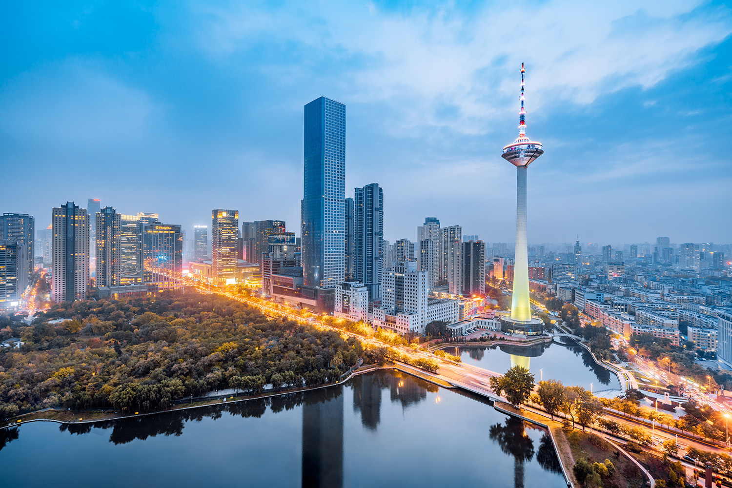 Aerial photo of Tacheng CBD of Shenyang Color TV, Liaoning, China