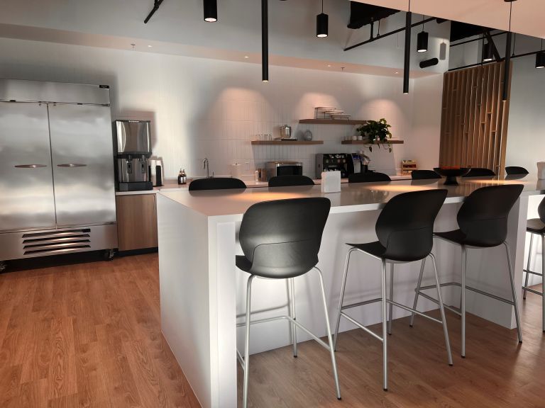 The picture shows the kitchen area in the Salt Lake City office.