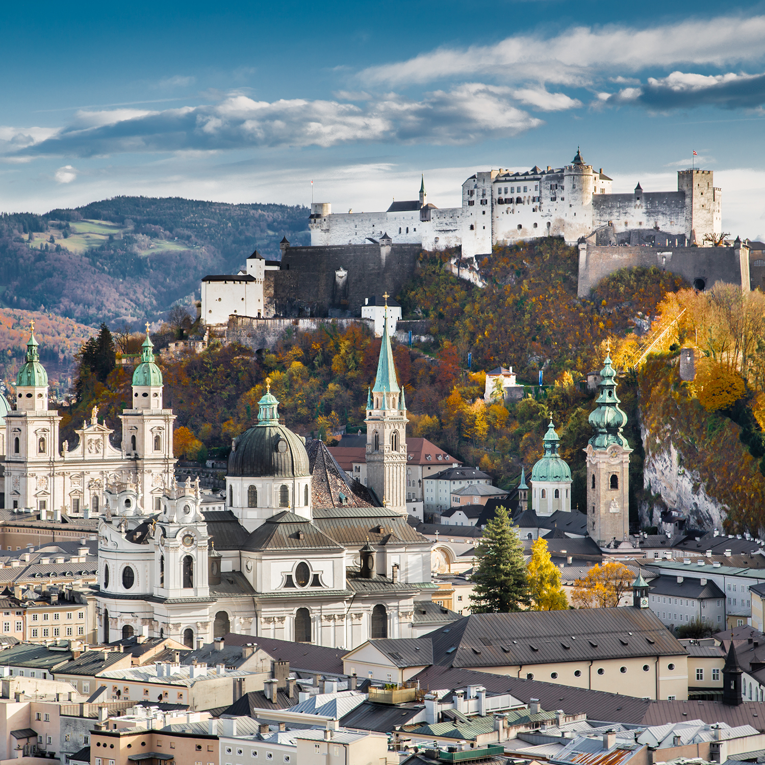 Aerial view of Salzburg, Austria.