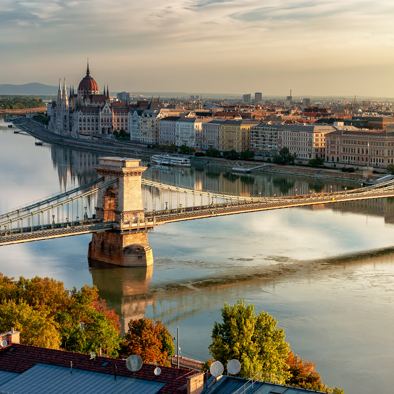 Aerial view of Budapest, Hungary.