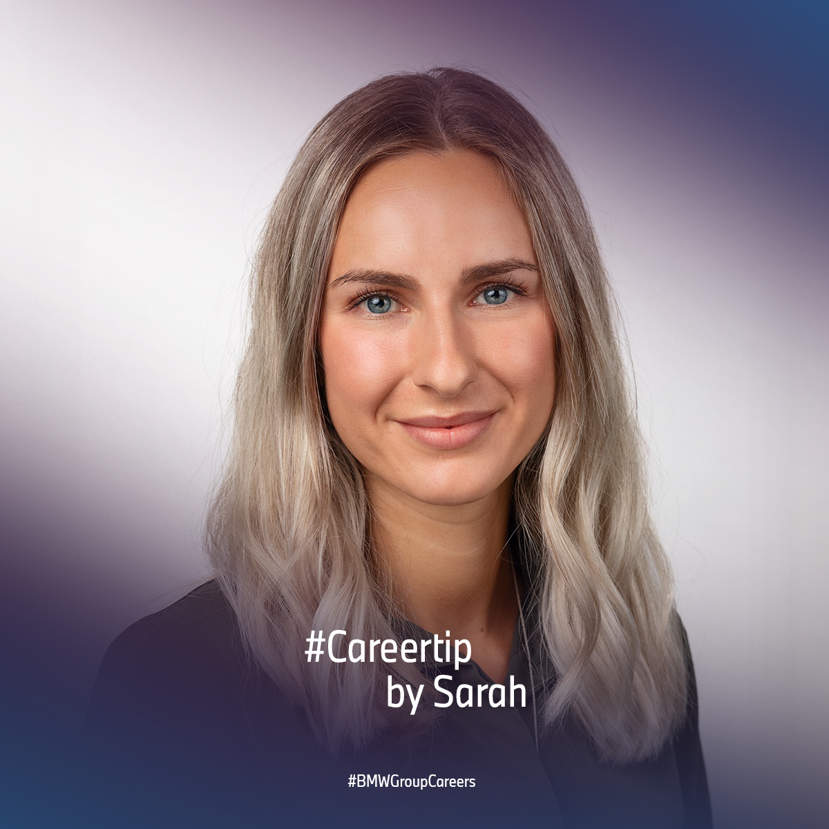BMW employee Sarah with the words ‘Careertip by Sarah’ on the picture