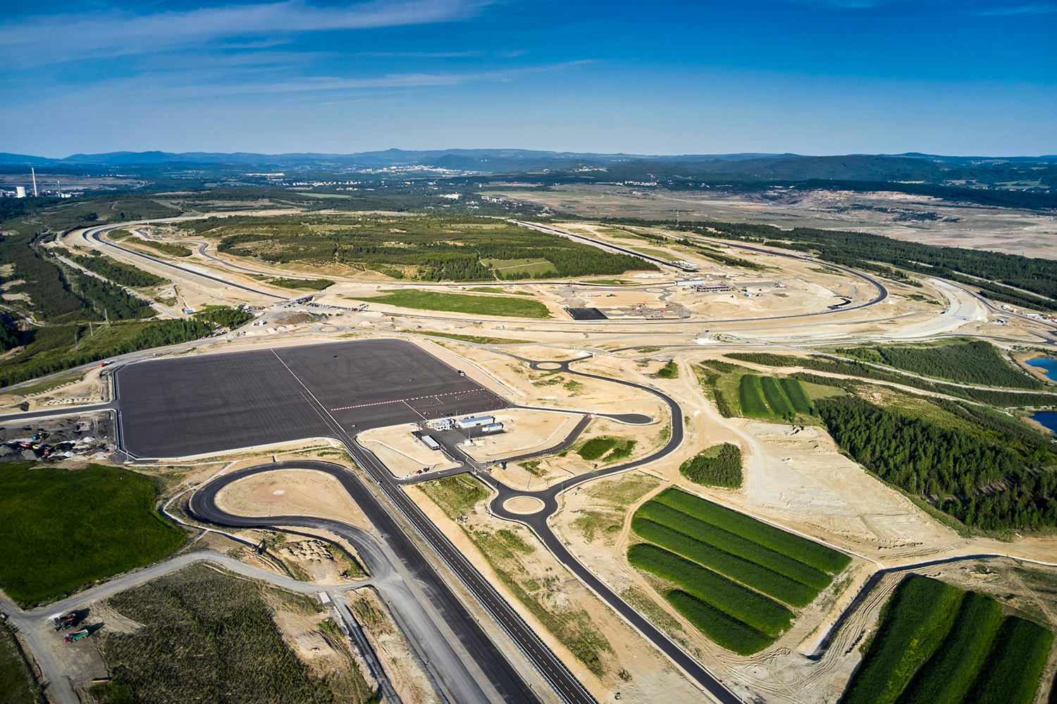 Aerial view of the Sokolov test track.