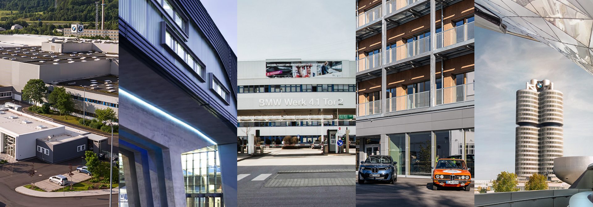 Futuristische Architekturaufnahme des BMW-Vierzylinders mit einzigartigem Design.