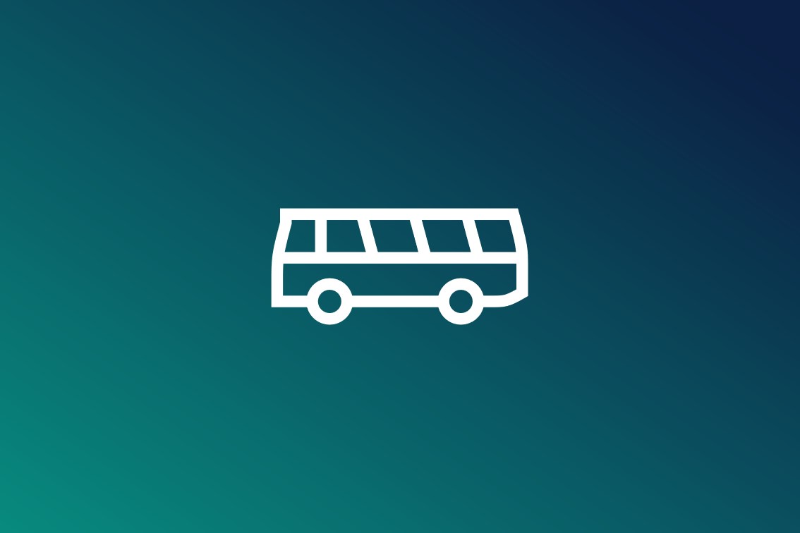 Icon zeigt einen Bus auf grünem Hintergrund