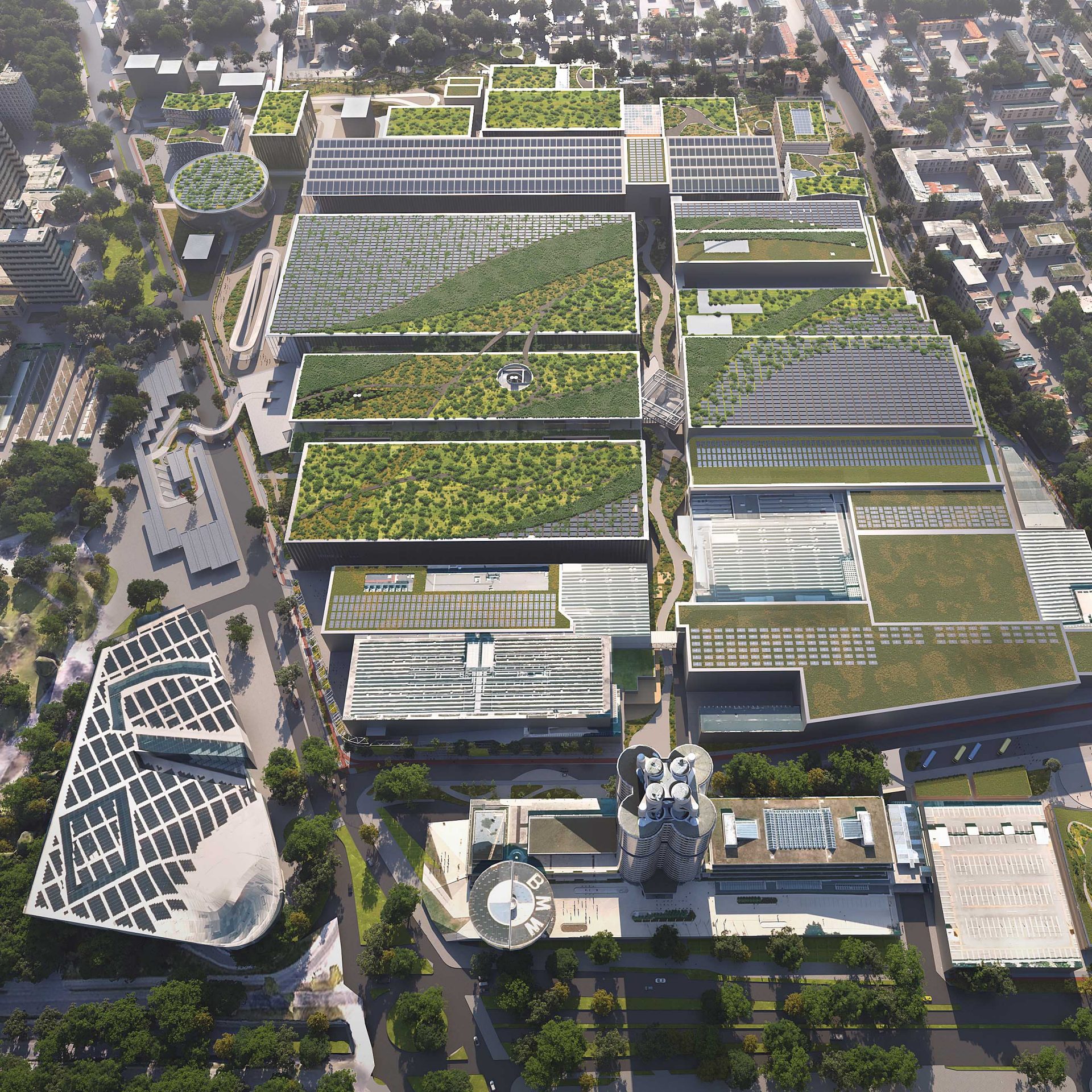 Das BMW Werk München aus der Vogelperspektive.