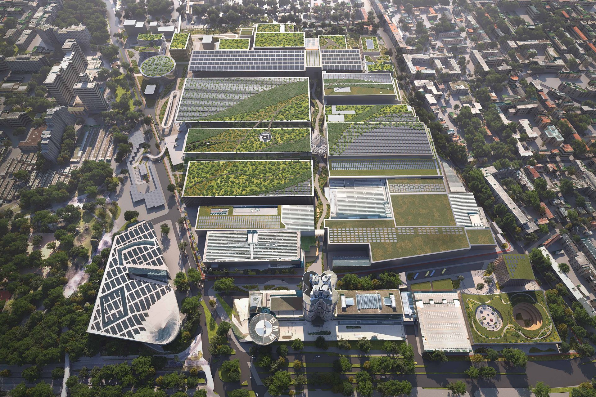 Das BMW Werk München aus der Vogelperspektive.