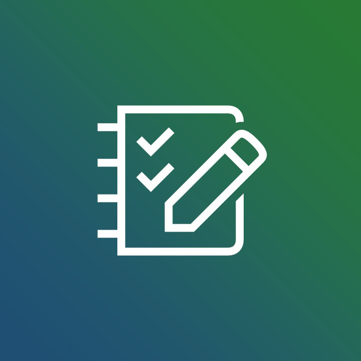 Icon zeigt ein Notizbuch mit Stift