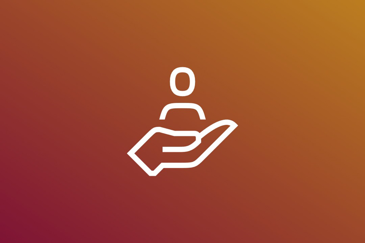 Icon zeigt eine Hand mit einer Person