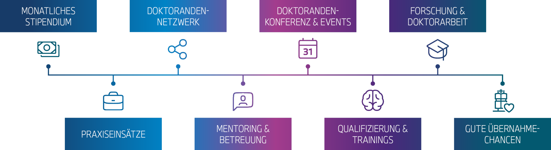 Programminhalte des ProMotion Doktoranden Programms.