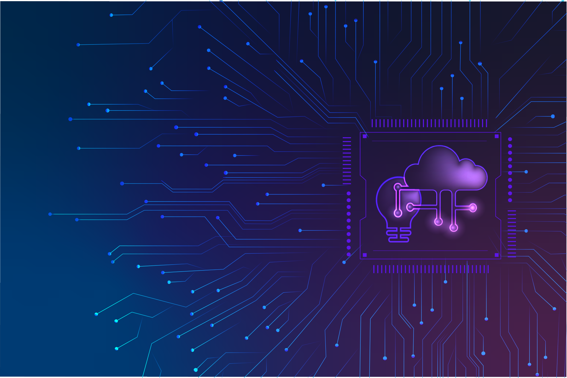 Grafische Darstellung von Cloud-Computing-Technologie mit Schaltkreisen