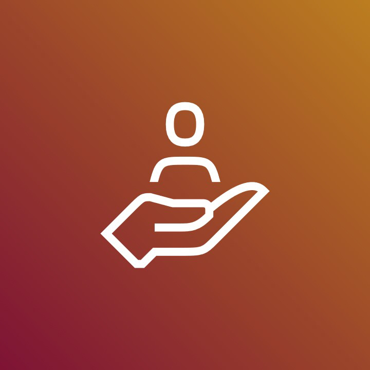 Hand hält eine Person- Icon