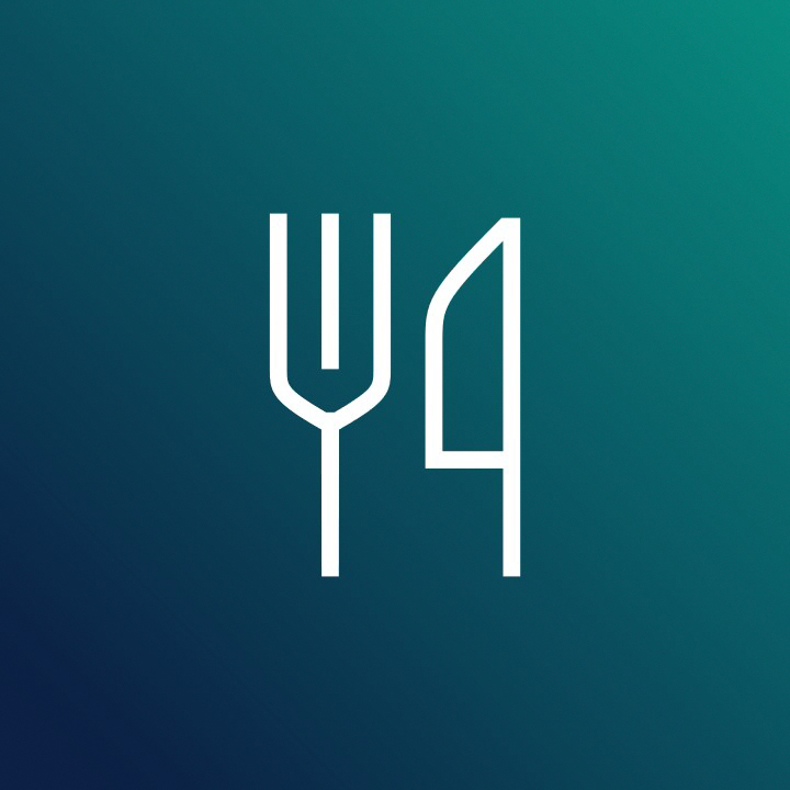 Cuttlery Icon on darkblue/ turquise background.