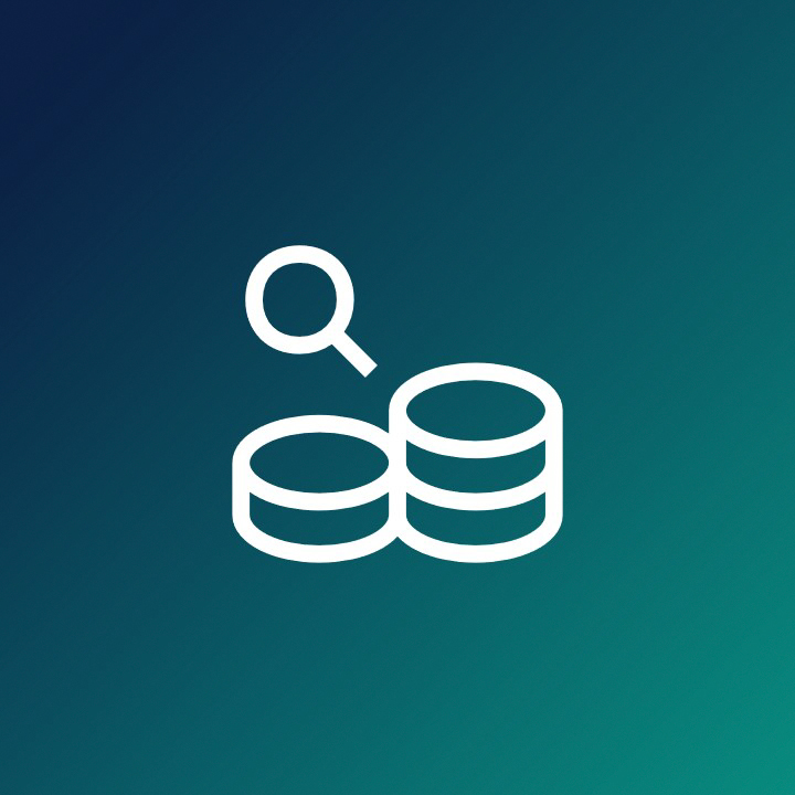 Coins Icon on darkblue/ turquise background.