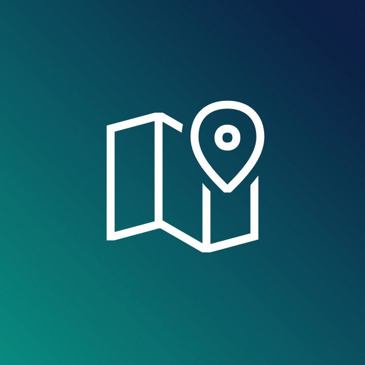 Location Map Icon on darkblue-turqoise background.