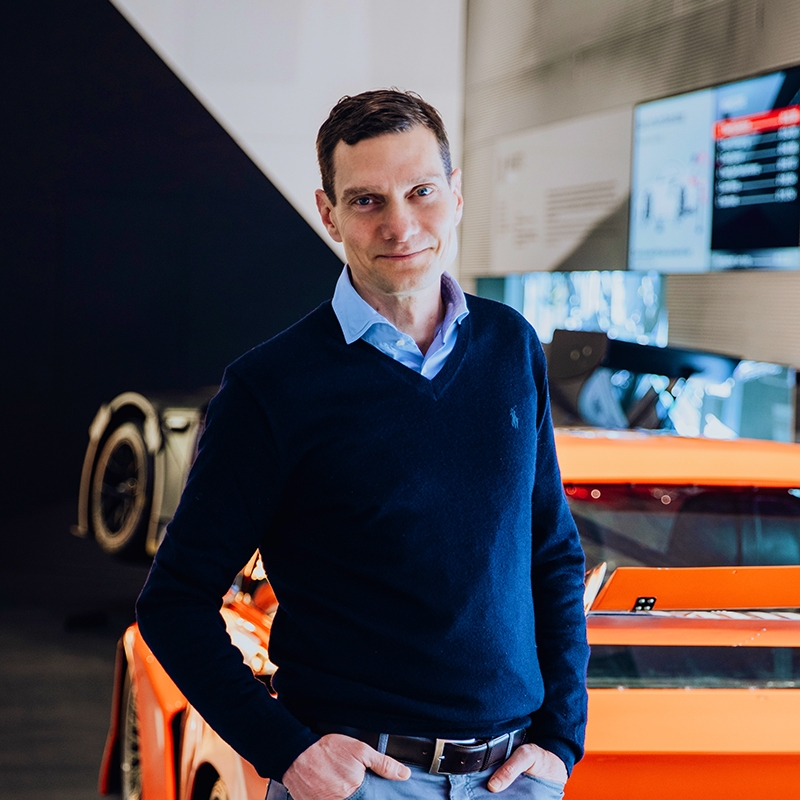 Portrait of BMW lawyer Alex in the BMW Museum Munich