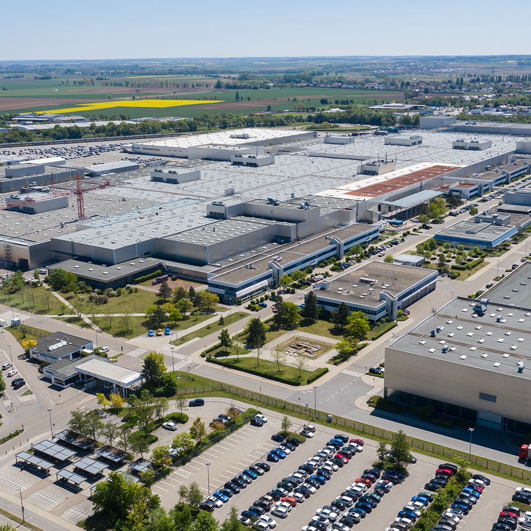 Aerial shot of the BMW plant Regensburg.