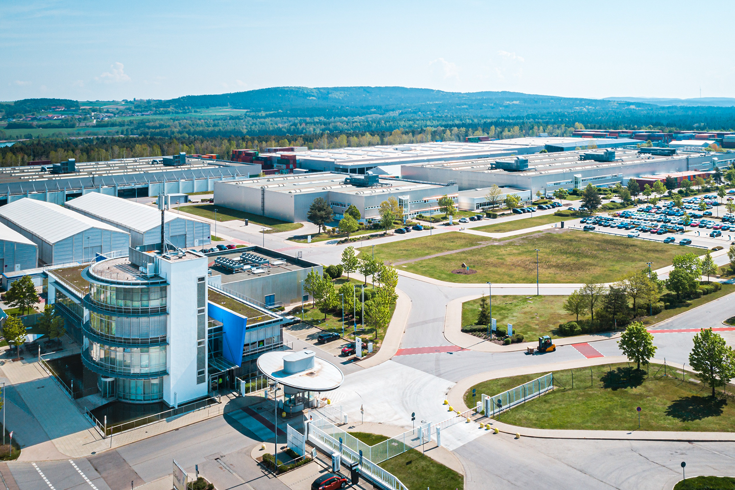 Aerial view of the BMW Group Plant Wackersdorf.