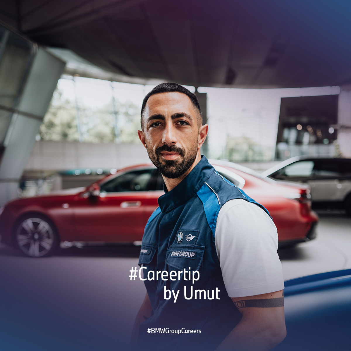 BMW employee Umut with the words ‘Careertip by Umut’ on the picture