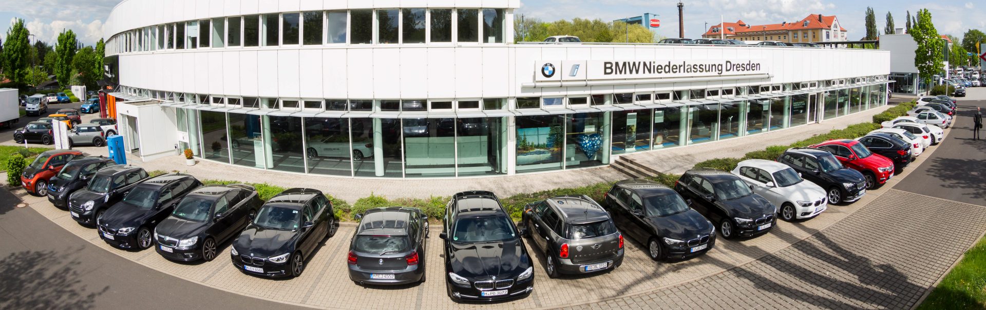 Exterior view of the BMW and MINI retail centre in Dresden.
