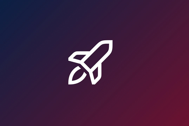 Rocket icon on a dark blue/ purple Background.