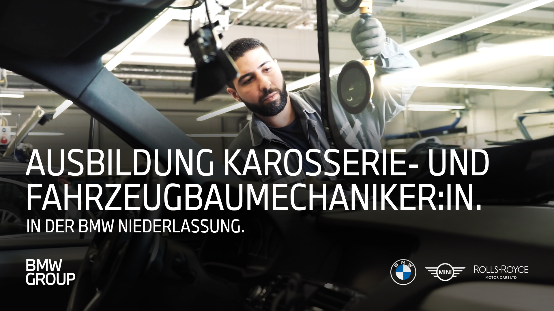 Insight into training as a vehicle construction mechanic at the BMW Group, workshop environment.