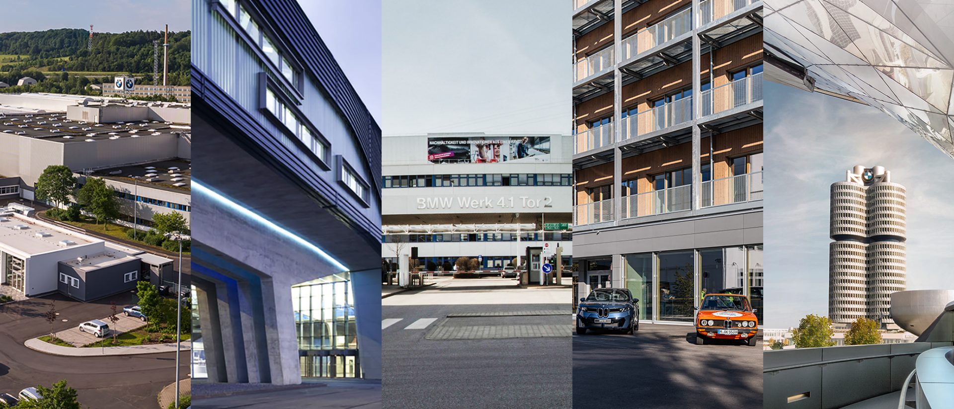 Collage of several BMW Group locations.