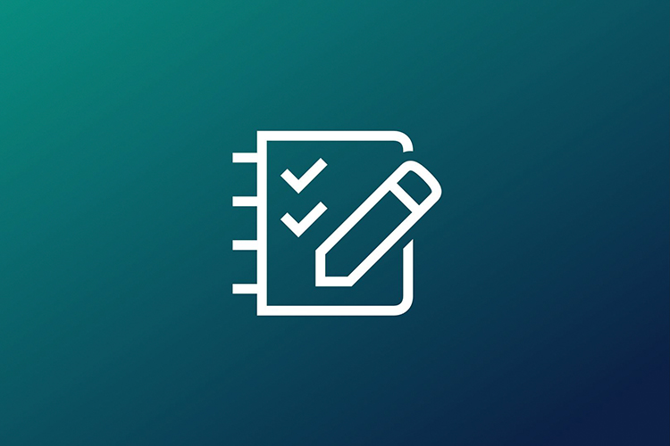 Checklist Icon on darkblue-turquise background.