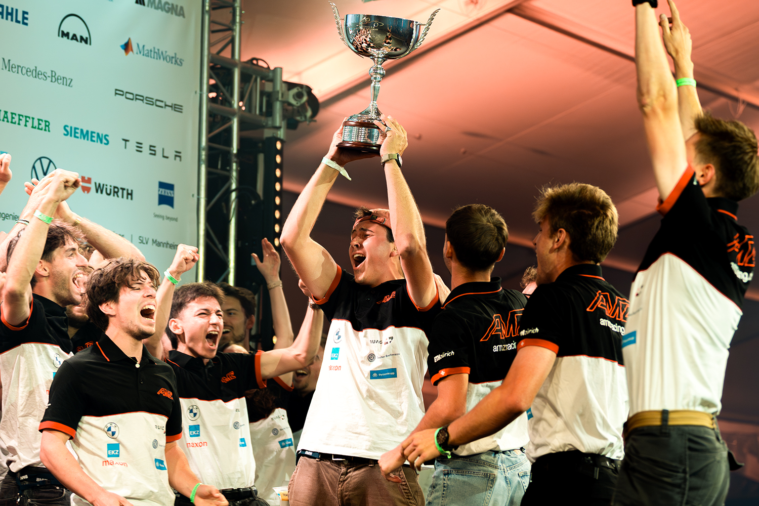 Formula Student Team AMZ Racing celebrating their win of FSG 2025