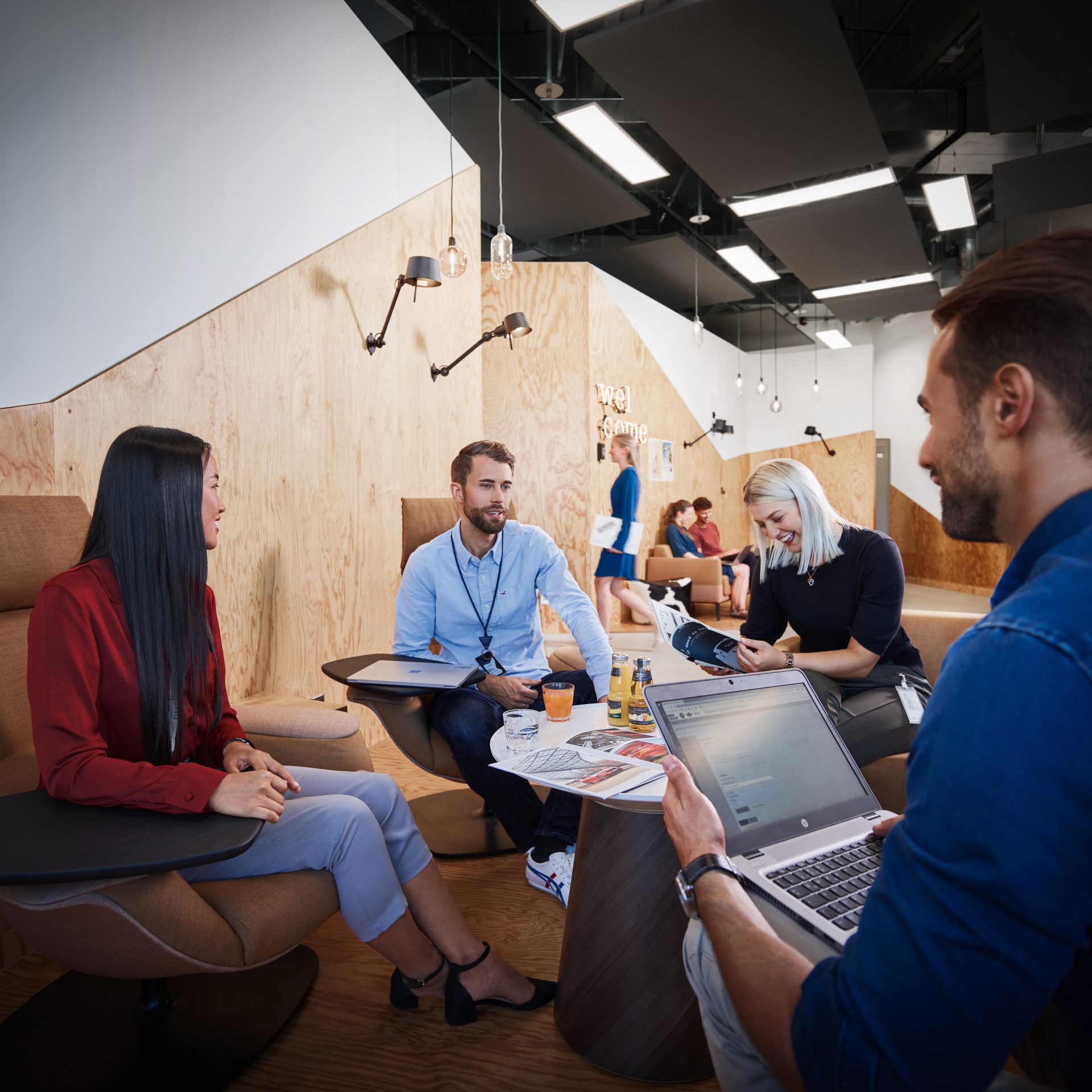 A group of Fastlane students at the BMW Group during an exchange.