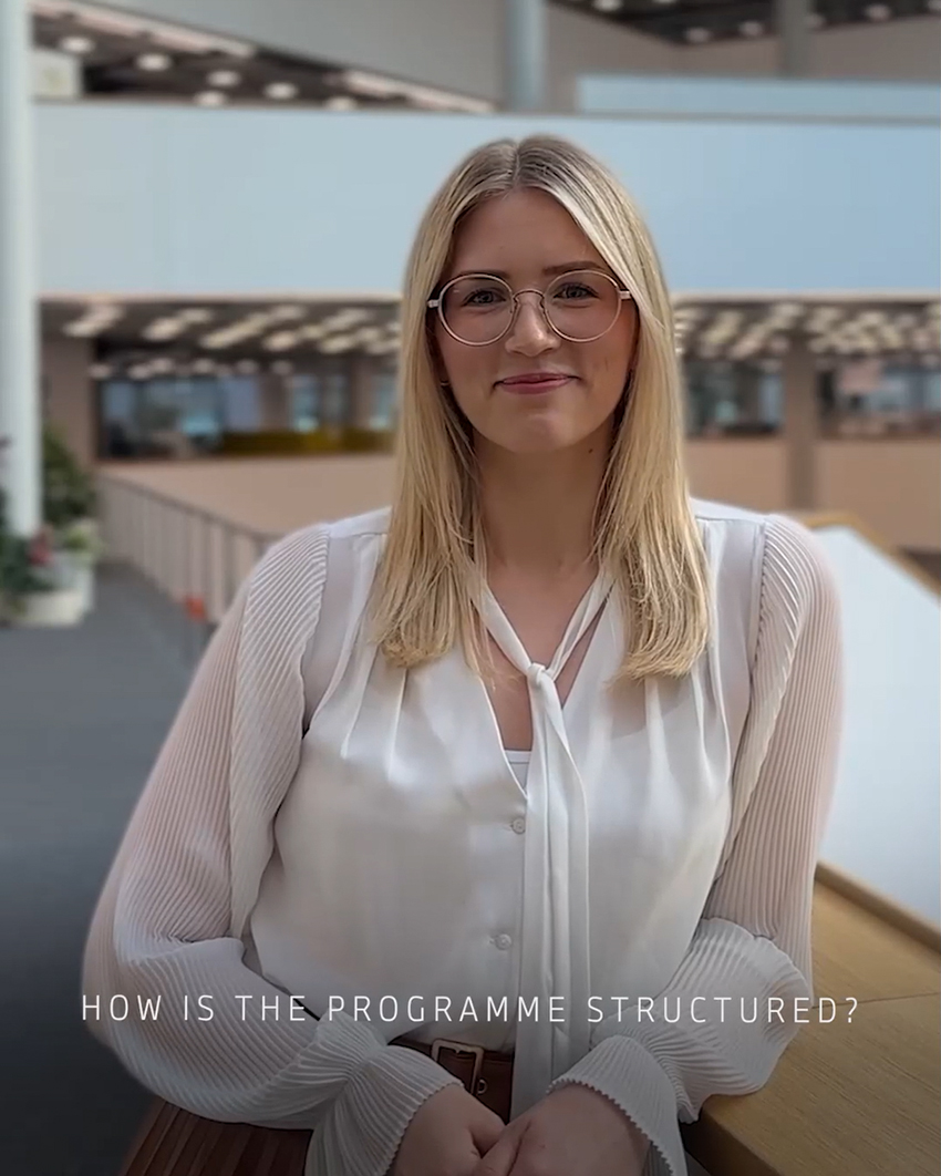 A female trainee answering the question "How is the programme structured?"