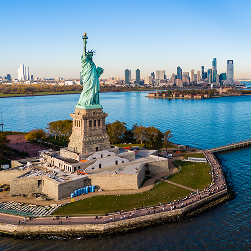 Aerial photo tour to the Statue of Liberty New York. This is a top destination when visiting the USA