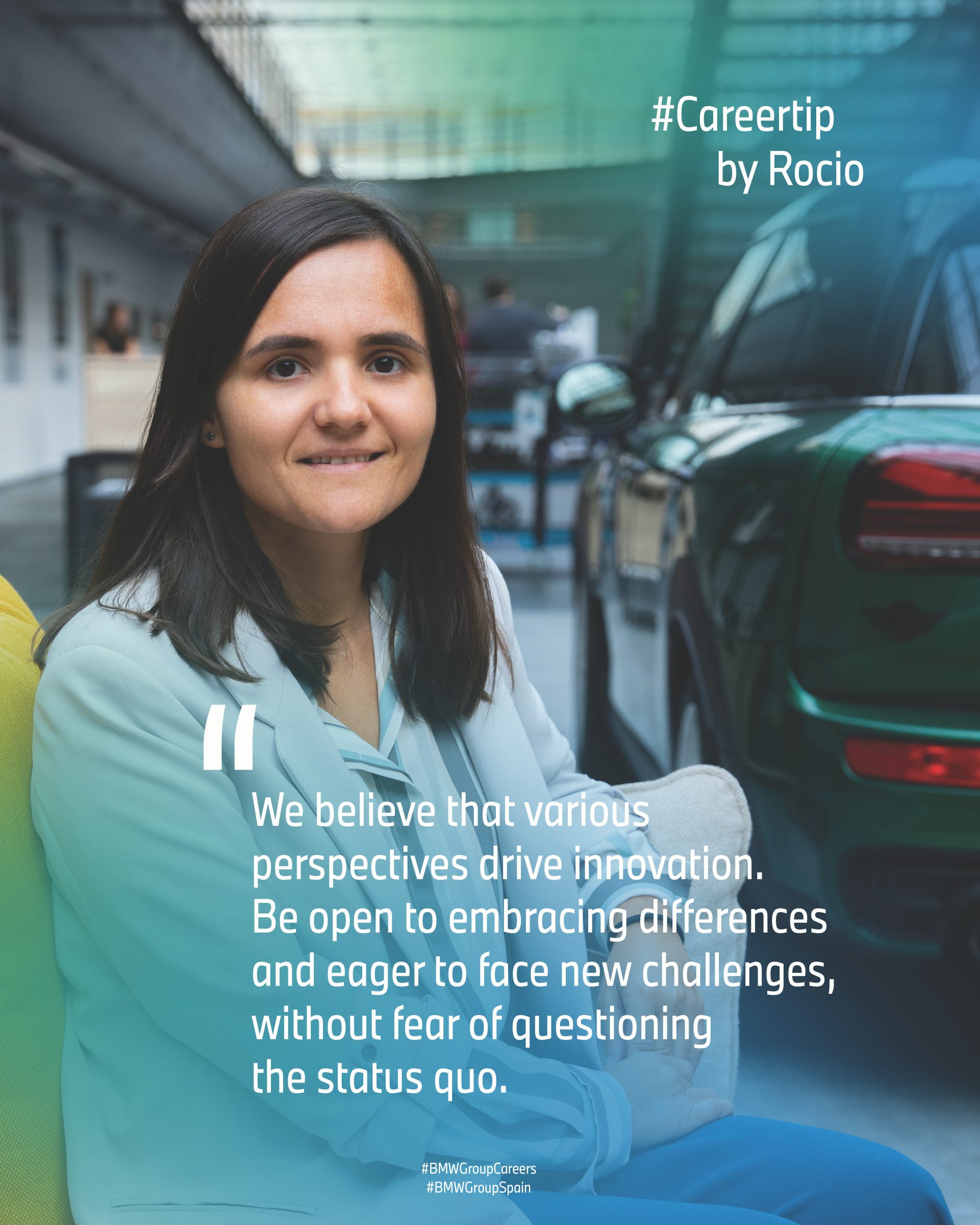 Recruiter Rocio with a short quote about career tips