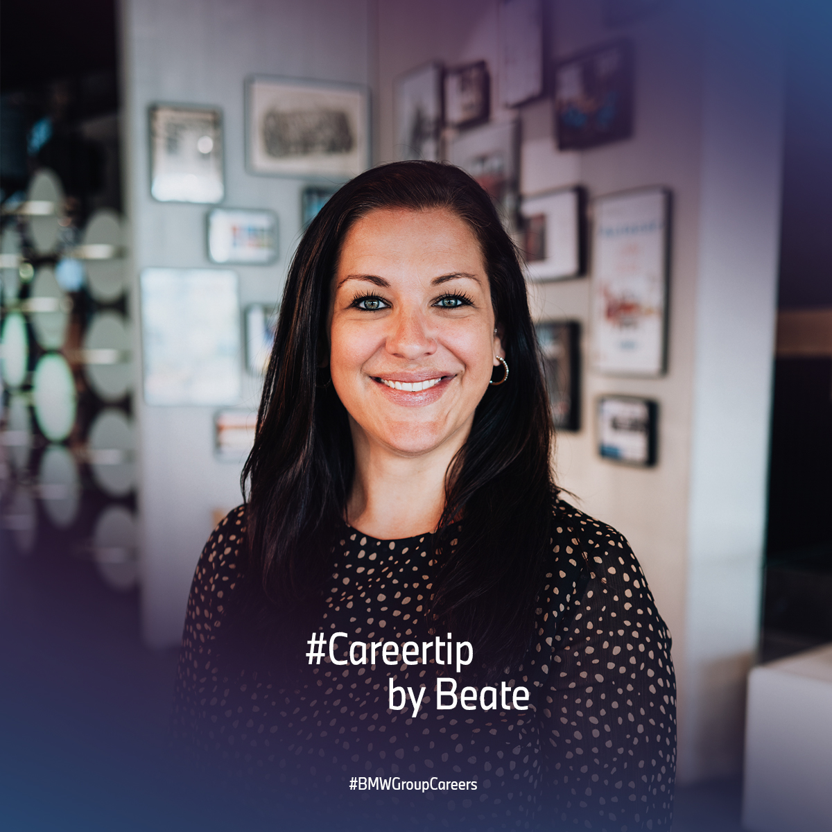 BMW employee Beate with the words ‘Careertip by Beate’ on the picture