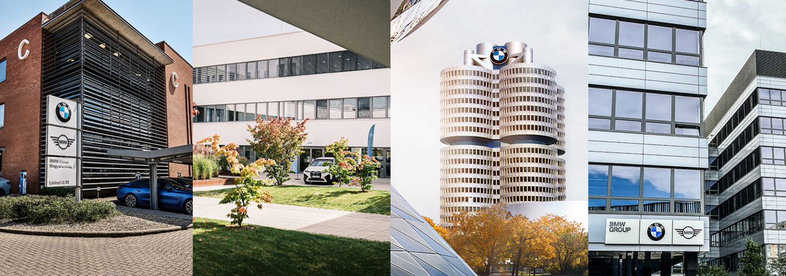 Collage of various BMW Group locations.
