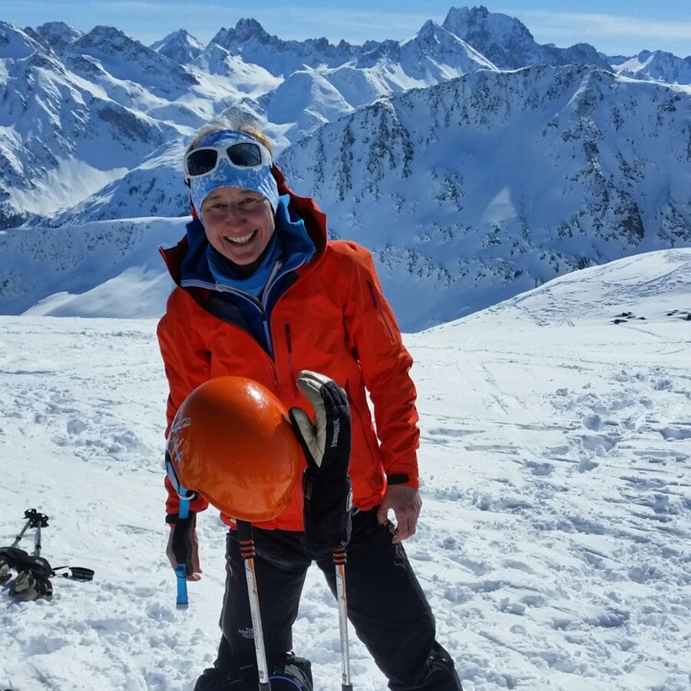 Bettina from Germany in the mountains skiing